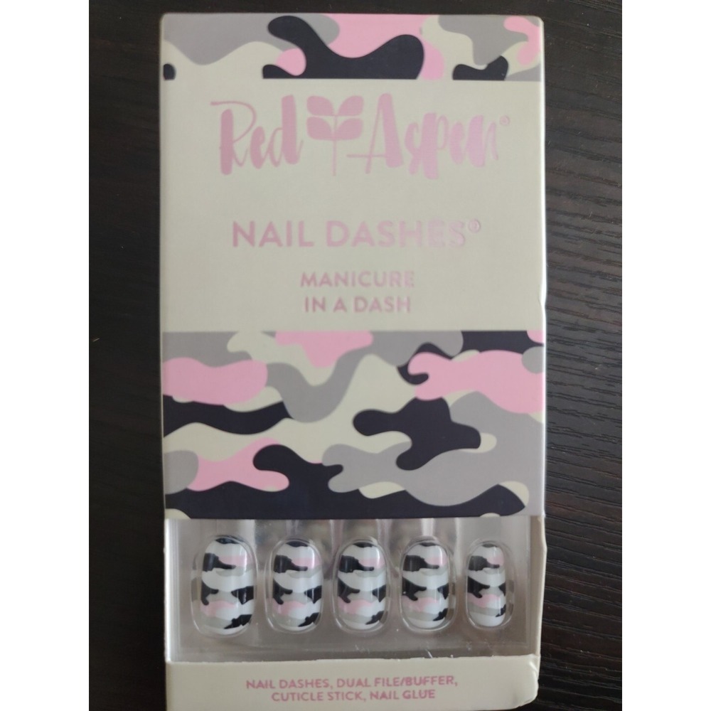 Red Aspen Nail Dashes- Army Pants + Flip Flops NEW Camo Nails Pop on Manicure